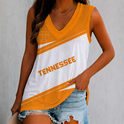 VIRAL EDITION - NEW CUSTOMIZED NCAA FBS01 TNV TENNESSEE VOLUNTEERS WOMEN'S V-NECK TANK TOP