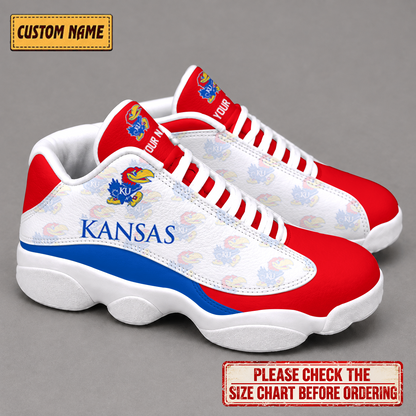 EXCLUSIVE EDITION - NEW CUSTOMIZED NCAA MAM01 KSJ KANSAS JAYHAWKS AIR JORDAN 13 LOW TOP SNEAKER