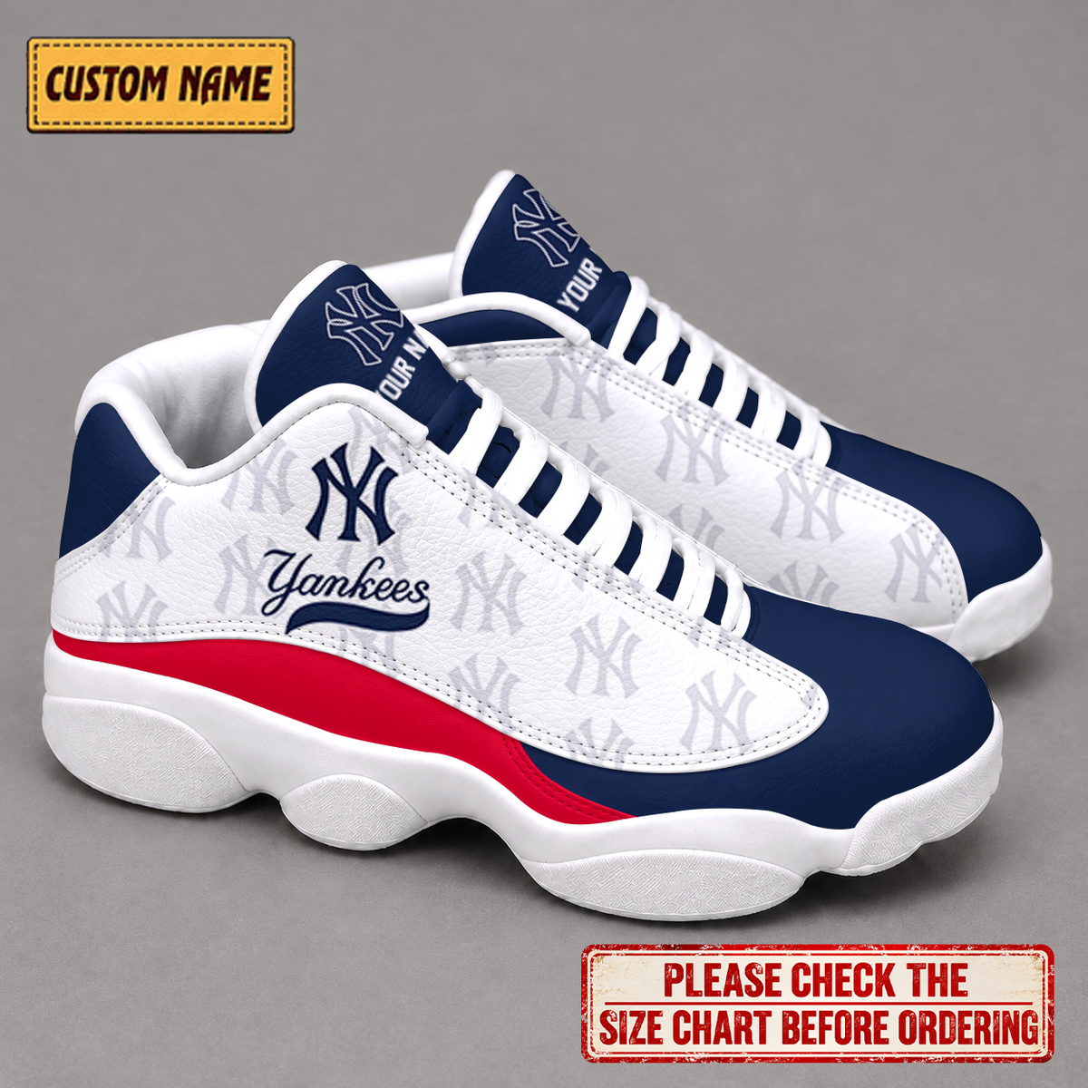 LIMITED EDITION - NEW CUSTOMIZED NFL01 NYY NEW YORK YANKEES AIR JORDAN 13 LOW TOP SNEAKER