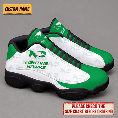 LIMITED EDITION - NEW CUSTOMIZED NCAA MFF01 NFH NORTH DAKOTA FIGHTING HAWKS AIR JORDAN 13 LOW TOP SNEAKER