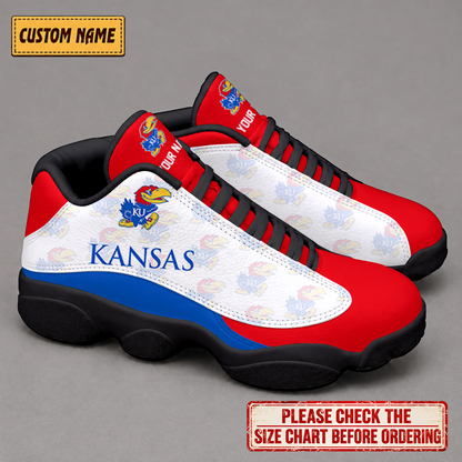 EXCLUSIVE EDITION - NEW CUSTOMIZED NCAA MAM01 KSJ KANSAS JAYHAWKS AIR JORDAN 13 LOW TOP SNEAKER