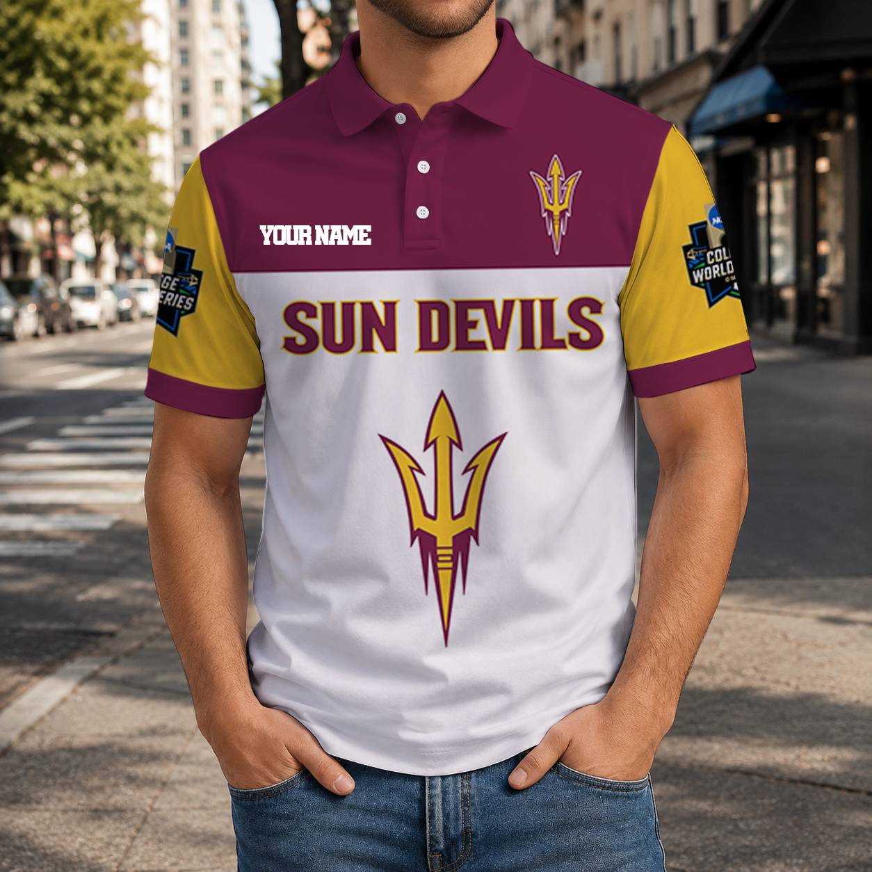 VIRAL EDITION - NEW CUSTOMIZED NCAA CWS02 ASS ARIZONA STATE SUN DEVILS T-SHIRT, POLO SHIRT, ZIP POLO SHIRT, SWEATSHIRT, HOODIE & ZIP HOODIE
