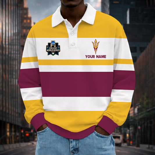 MEGA SALE - NEW CUSTOMIZED CWS NCAA02 ASS AS SUN DEVILS UNISEX LONG SLEEVE POLO
