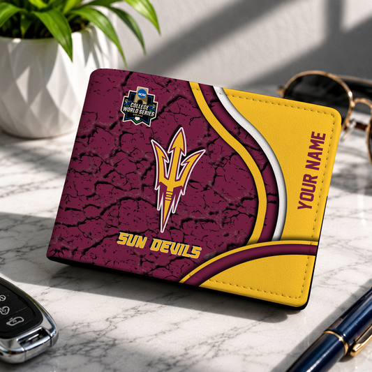 VIRAL EDITION - NEW CUSTOMIZED NCAA CWS02 ASS ARIZONA STATE SUN DEVILS LEATHER WALLET