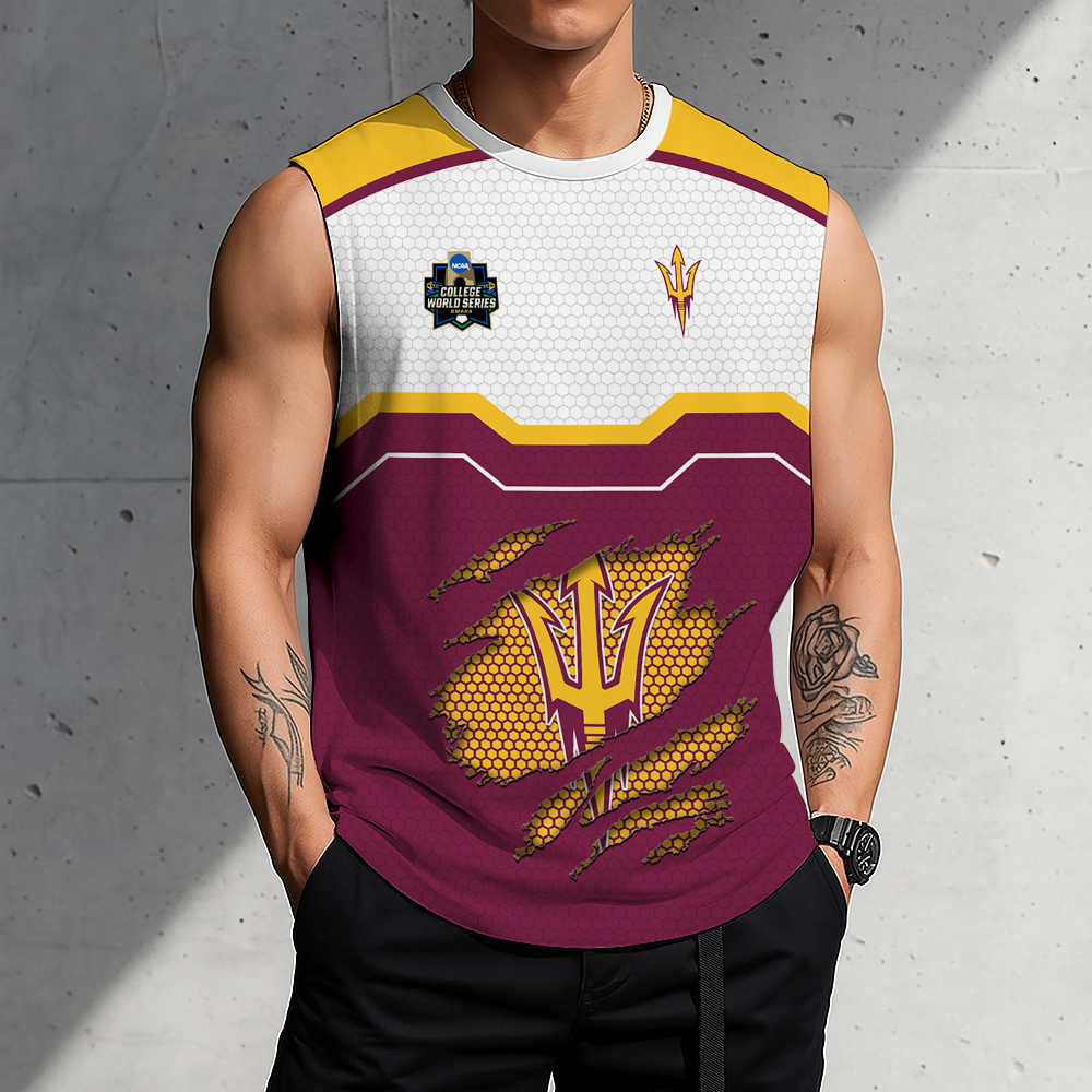 LIMITED EDITION - NEW CUSTOMIZED NCAA CWS02 ASS ARIZONA STATE SUN DEVILS MEN'S GYM SHIRT
