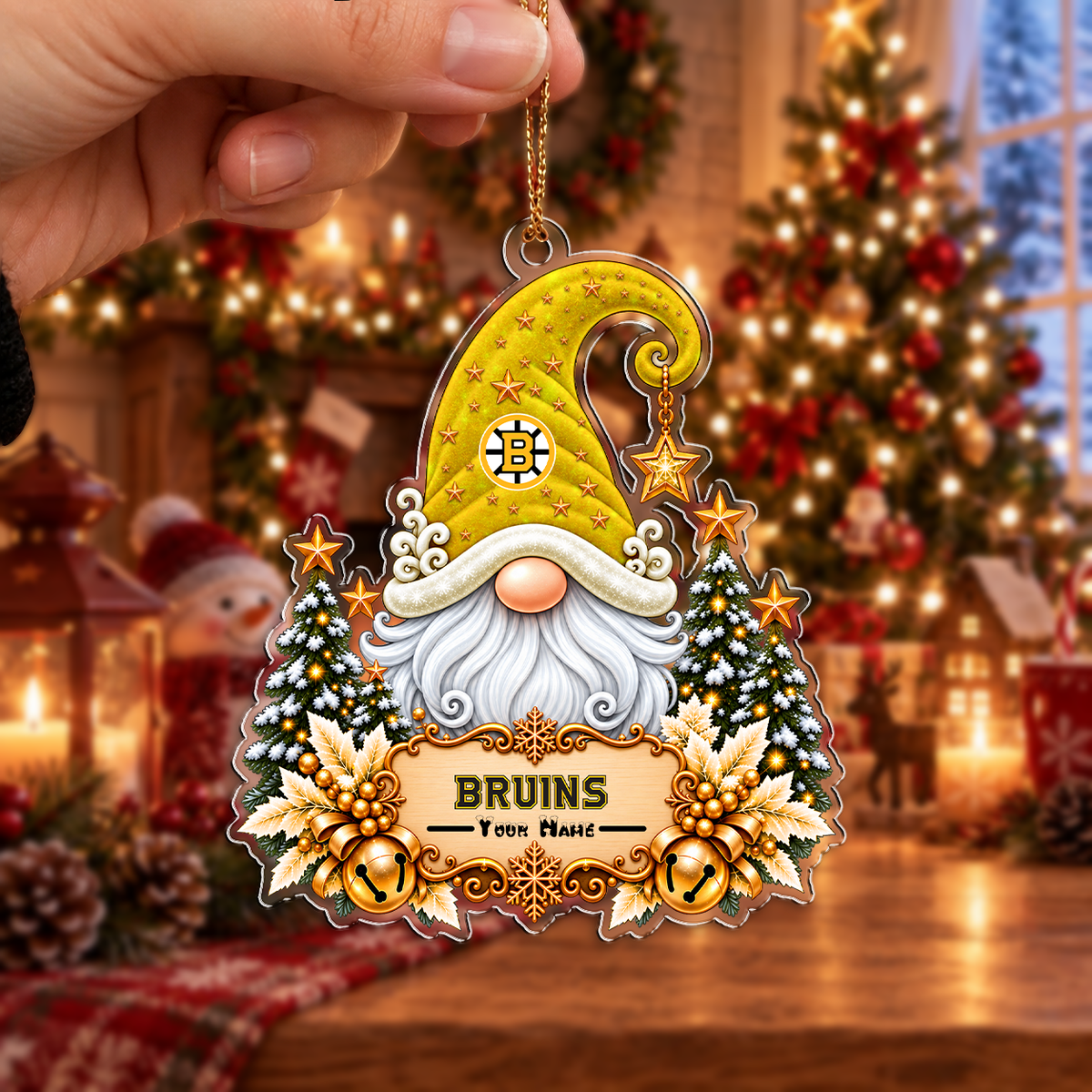 LIMITED EDITION - NEW CUSTOMIZED NHL02 BTB BOSTON BRUINS CHRISTMAS ACRYLIC ORNAMENT