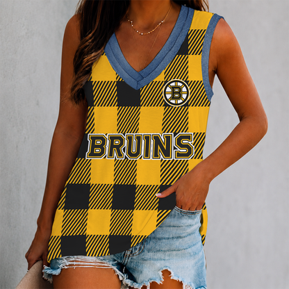 LIMITED EDITION - NEW CUSTOMIZED NHL02 BTB BOSTON BRUINS WOMEN'S V-NECK TANK TOP