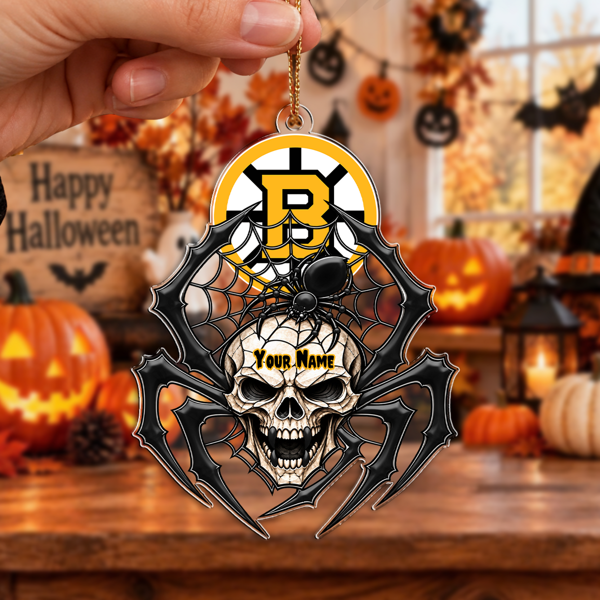 FINAL SALE - NEW CUSTOMIZED NHL02 BTB BOSTON BRUINS HALLOWEEN ACRYLIC ORNAMENT