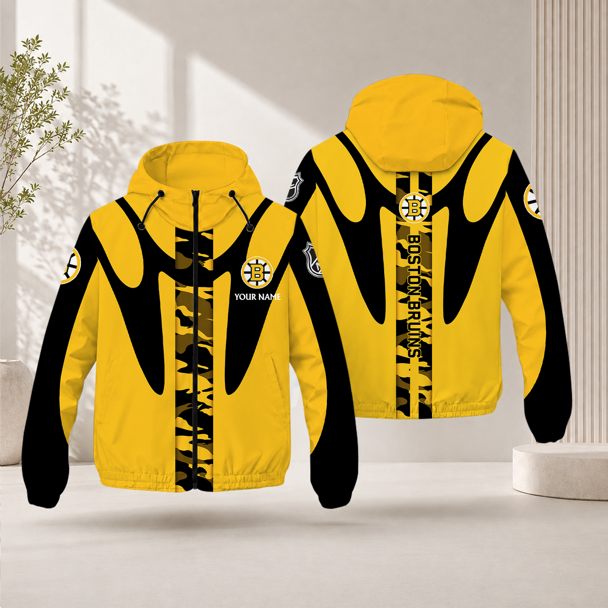 LIMITED EDITION - NEW CUSTOMIZED NHL02 BTB BOSTON BRUINS WINDBREAKER JACKET