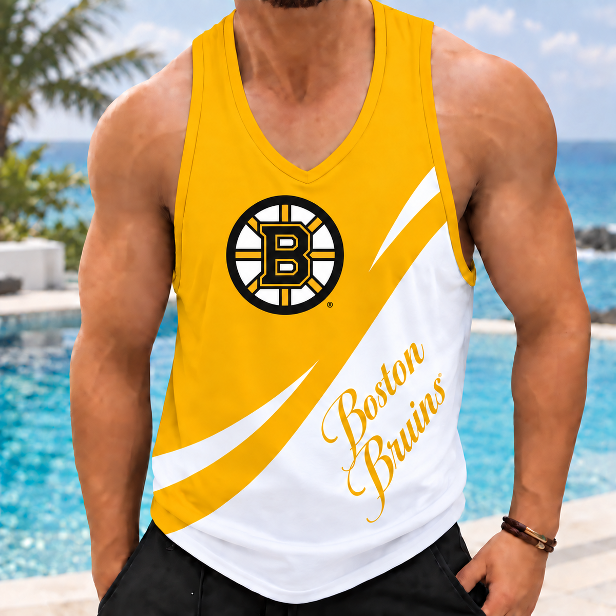 LIMITED EDITION - NEW CUSTOMIZED NHL02 BTB BOSTON BRUINS MEN'S TANK TOP