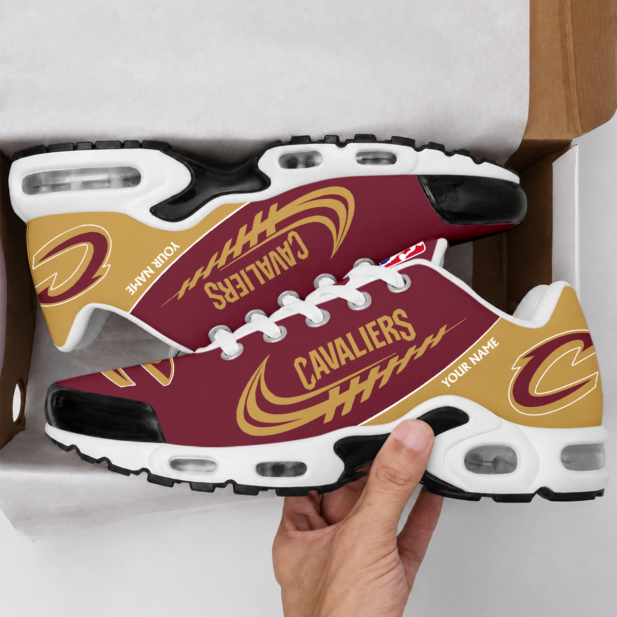 LIMITED EDITION - NEW CUSTOMIZED NBA02 CCA CLEVELAND CAVALIERS AIR MAX PLUS SNEAKERS