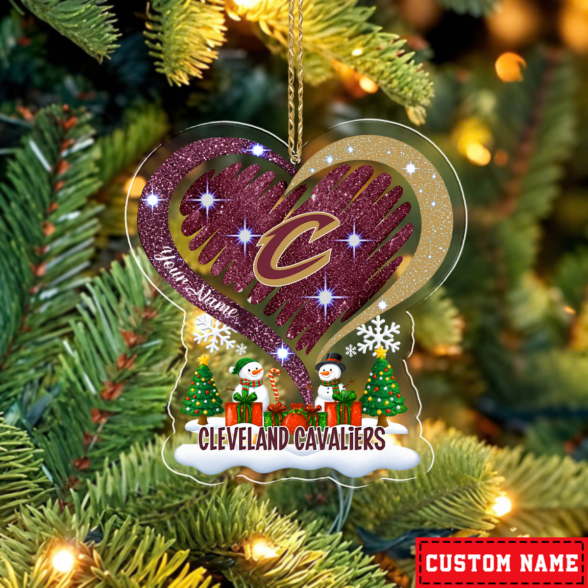 FLASH SALE - NEW CUSTOMIZED NBA02 CCA CLEVELAND CAVALIERS CHRISTMAS ACRYLIC ORNAMENT