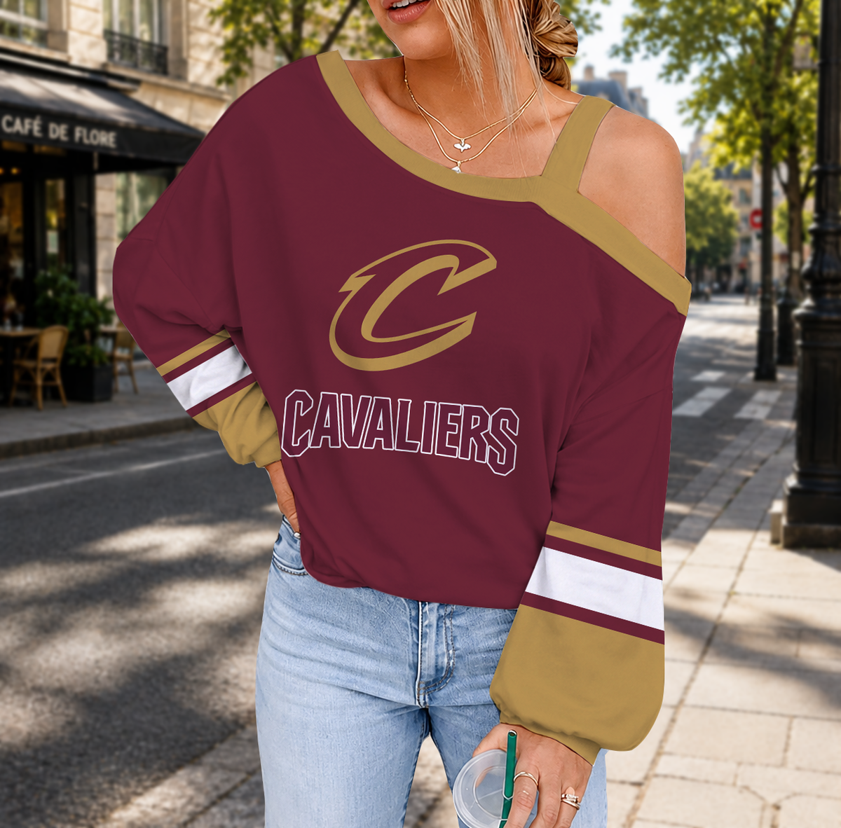FINAL SALE - NEW CUSTOMIZED NBA02 CCA CLEVELAND CAVALIERS DROP SHOULDER SWEATSHIRT