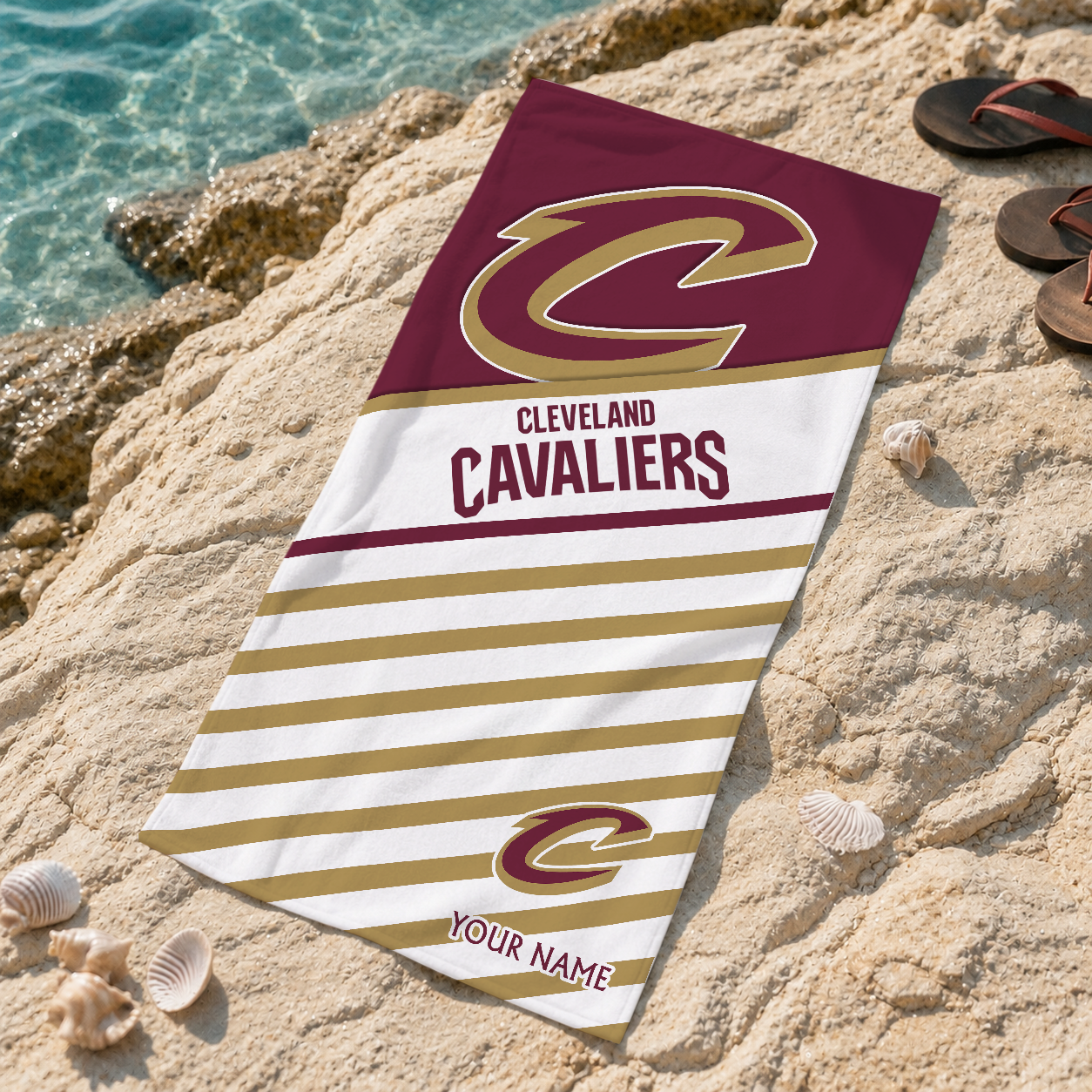 FINAL SALE - NEW CUSTOMIZED NBA02 CCA CLEVELAND CAVALIERS BEACH TOWEL FOR FAN