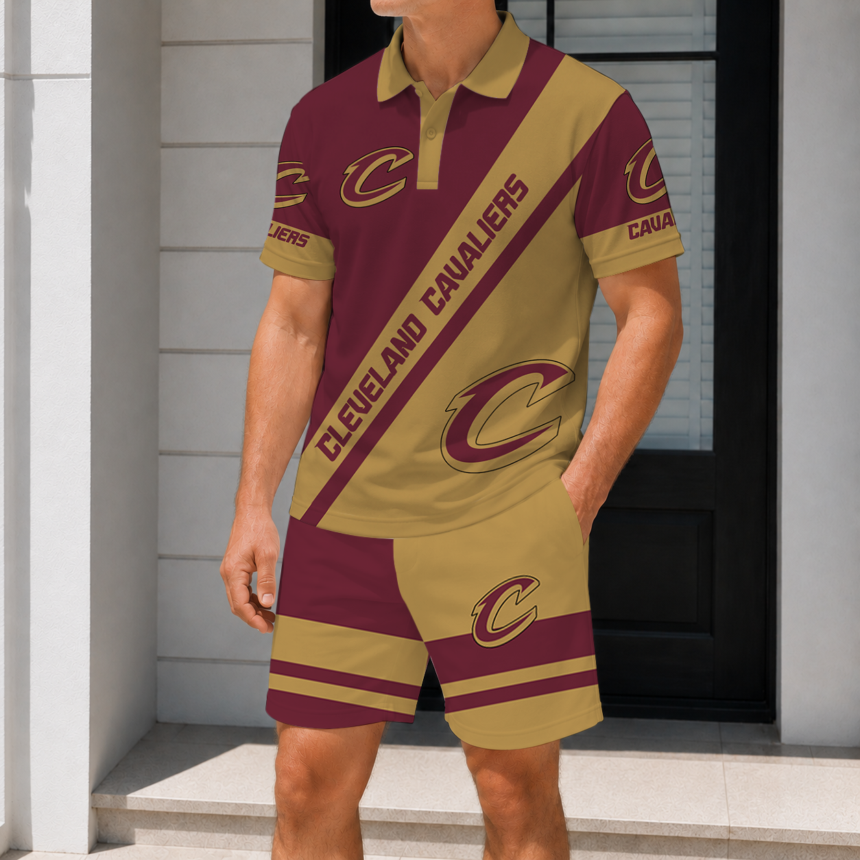 FINAL SALE - NEW CUSTOMIZED NBA02 CCA CLEVELAND CAVALIERS POLO SHIRT & SHORT PANTS SET