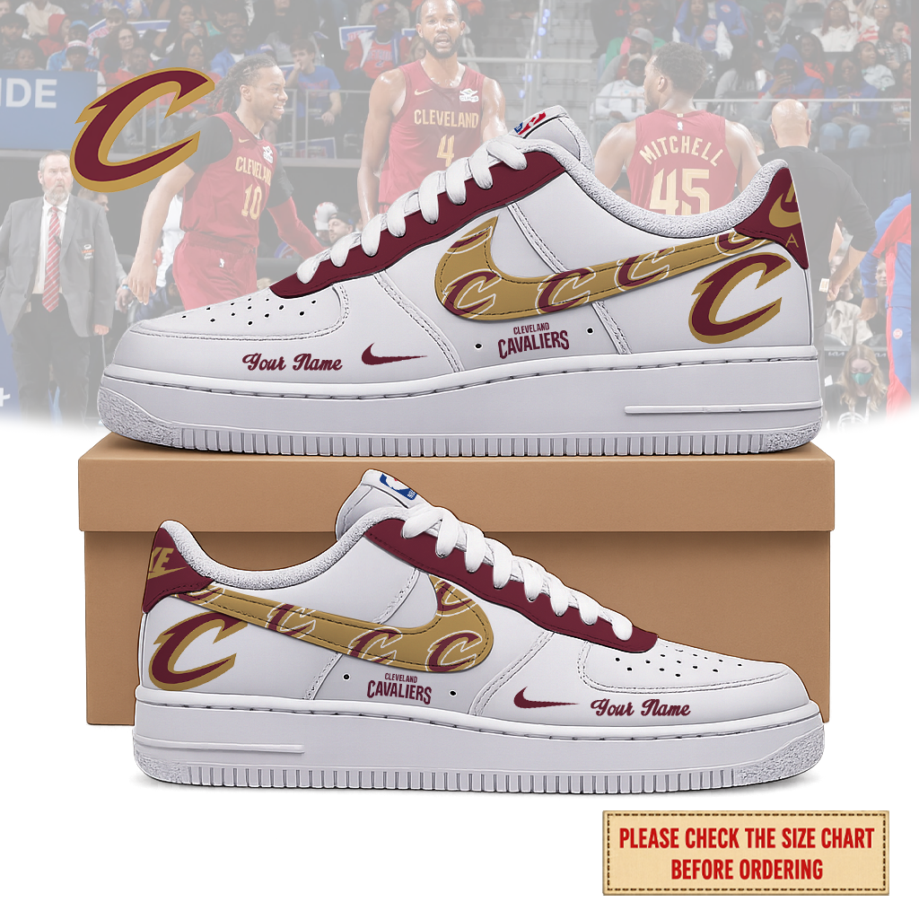 EXCLUSIVE EDITION - NEW CUSTOMIZED NBA02 CCA CLEVELAND CAVALIERS AF1 SNEAKERS