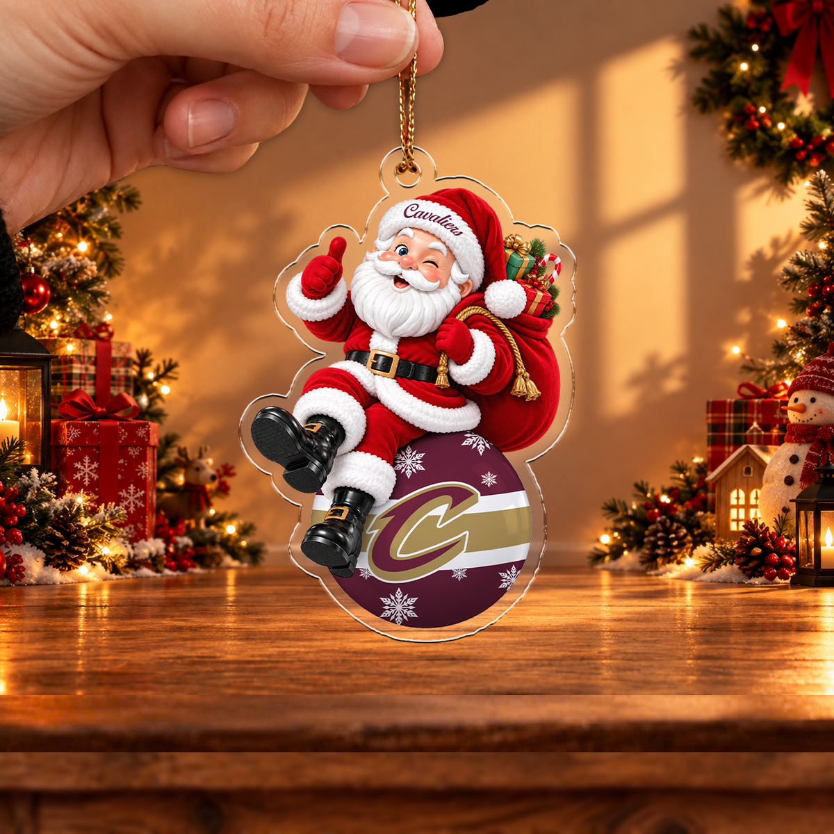 VIRAL EDITION - NEW CUSTOMIZED NBA02 CCA CLEVELAND CAVALIERS CHRISTMAS ACRYLIC ORNAMENT