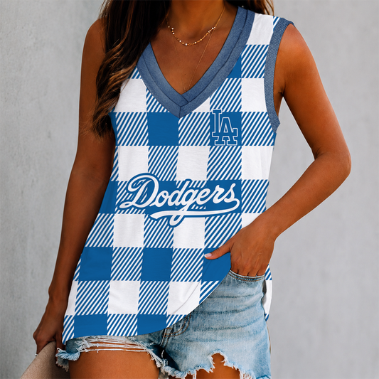 SPECIAL EDITION - NEW CUSTOMIZED MLB02 LAD LOS ANGELES DODGERS WOMEN'S V-NECK TANK TOP