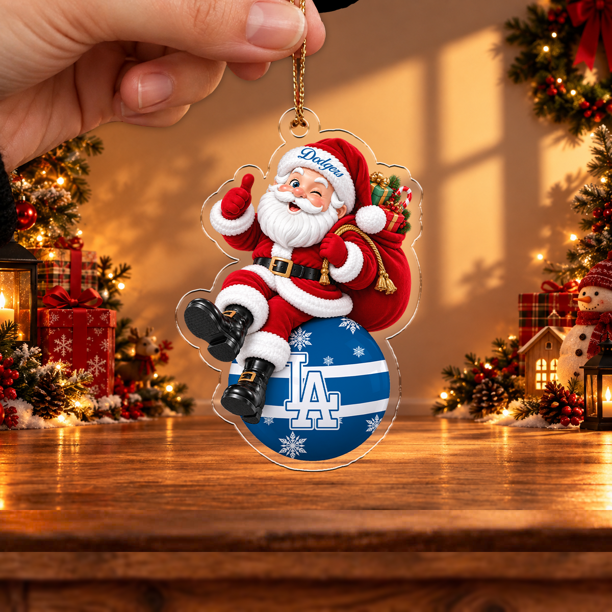 FLASH SALE - NEW CUSTOMIZED MLB02 LAD LOS ANGELES DODGERS CHRISTMAS ACRYLIC ORNAMENT