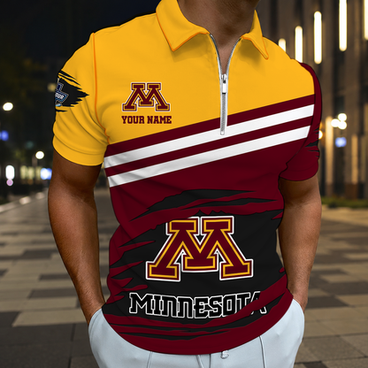 EXCLUSIVE EDITION - NEW CUSTOMIZED NCAA MFF02 MGG MINNESOTA GOLDEN GOPHERS POLO SHIRT, ZIP POLO SHIRT & T-SHIRTS
