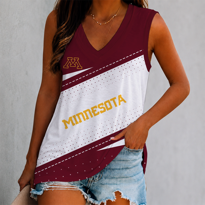 VIRAL EDITION - NEW CUSTOMIZED NCAA MFF02 MGG MINNESOTA GOLDEN GOPHERS WOMEN'S V-NECK TANK TOP