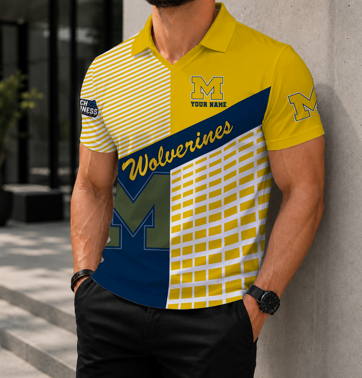 VIRAL EDITION - NEW CUSTOMIZED NCAA MAM02 MIW MICHIGAN WOLVERINES POLO SHIRT