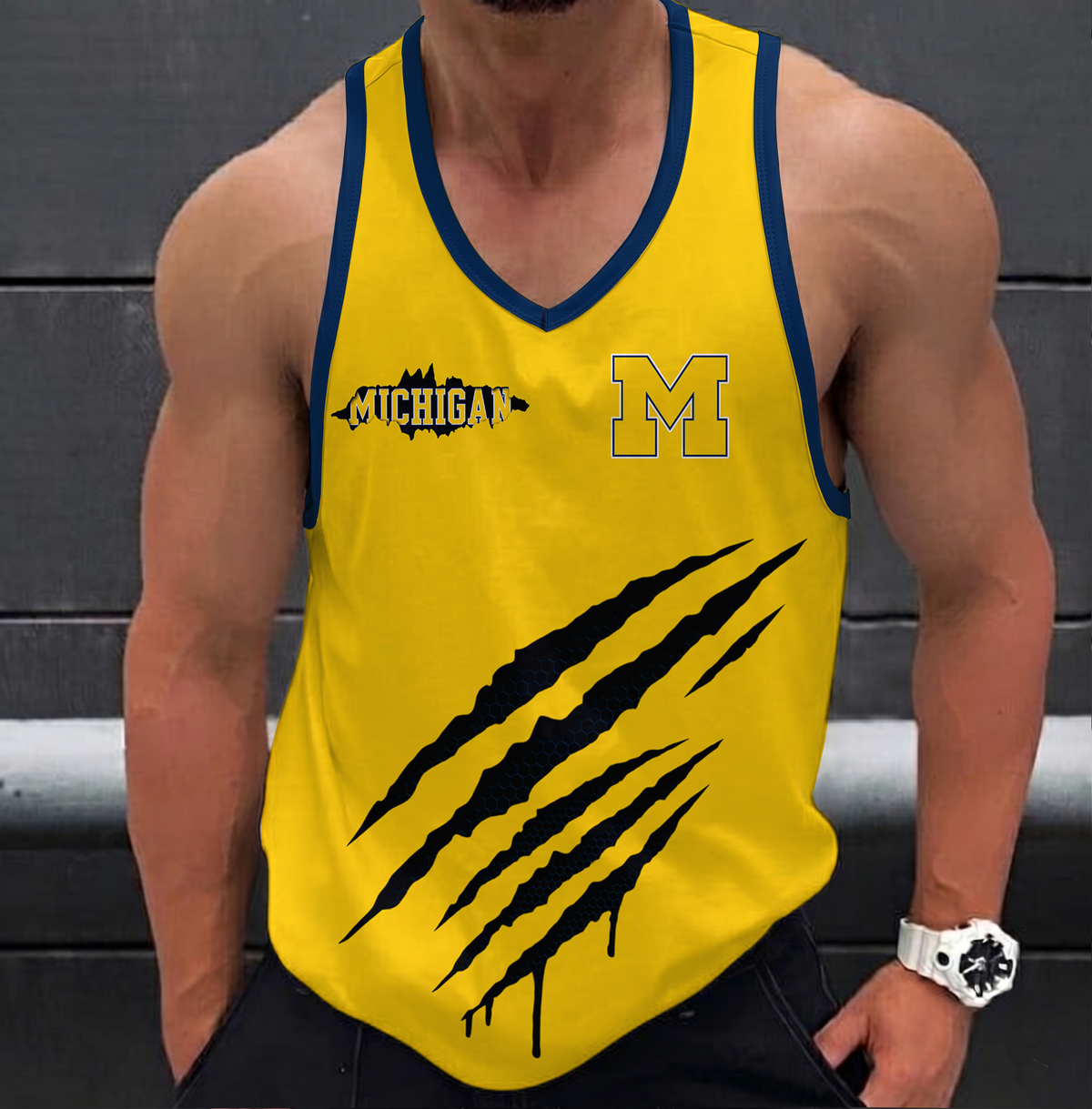EXCLUSIVE EDTION - NEW CUSTOMIZED NCAA MAM02 MIW MICHIGAN WOLVERINES STRAPPY UNISEX TANK TOP