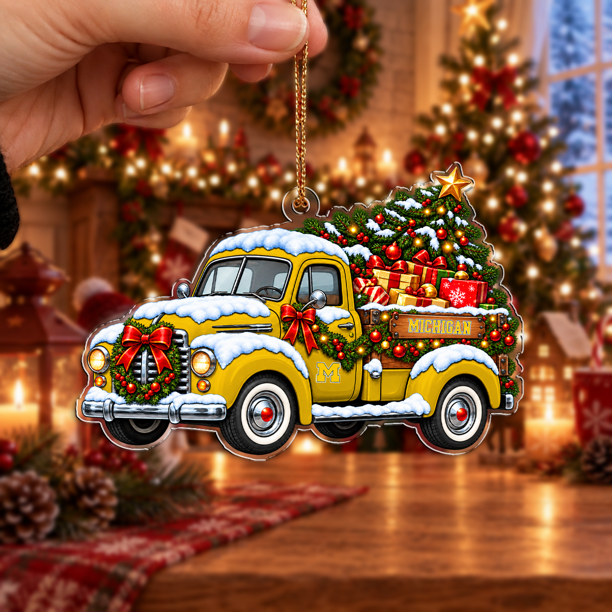 FLASH SALE - NEW CUSTOMIZED NCAA MAM02 MIW MICHIGAN WOLVERINES CHRISTMAS ACRYLIC ORNAMENT