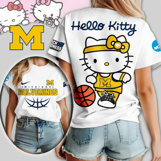 MEGA SALE - NEW CUSTOMIZED NCAA MAM02 MIW MI WOLVERINES HELLO KITTY T-SHIRT, SWEATSHIRT, HOODIE & ZIP HOODIE