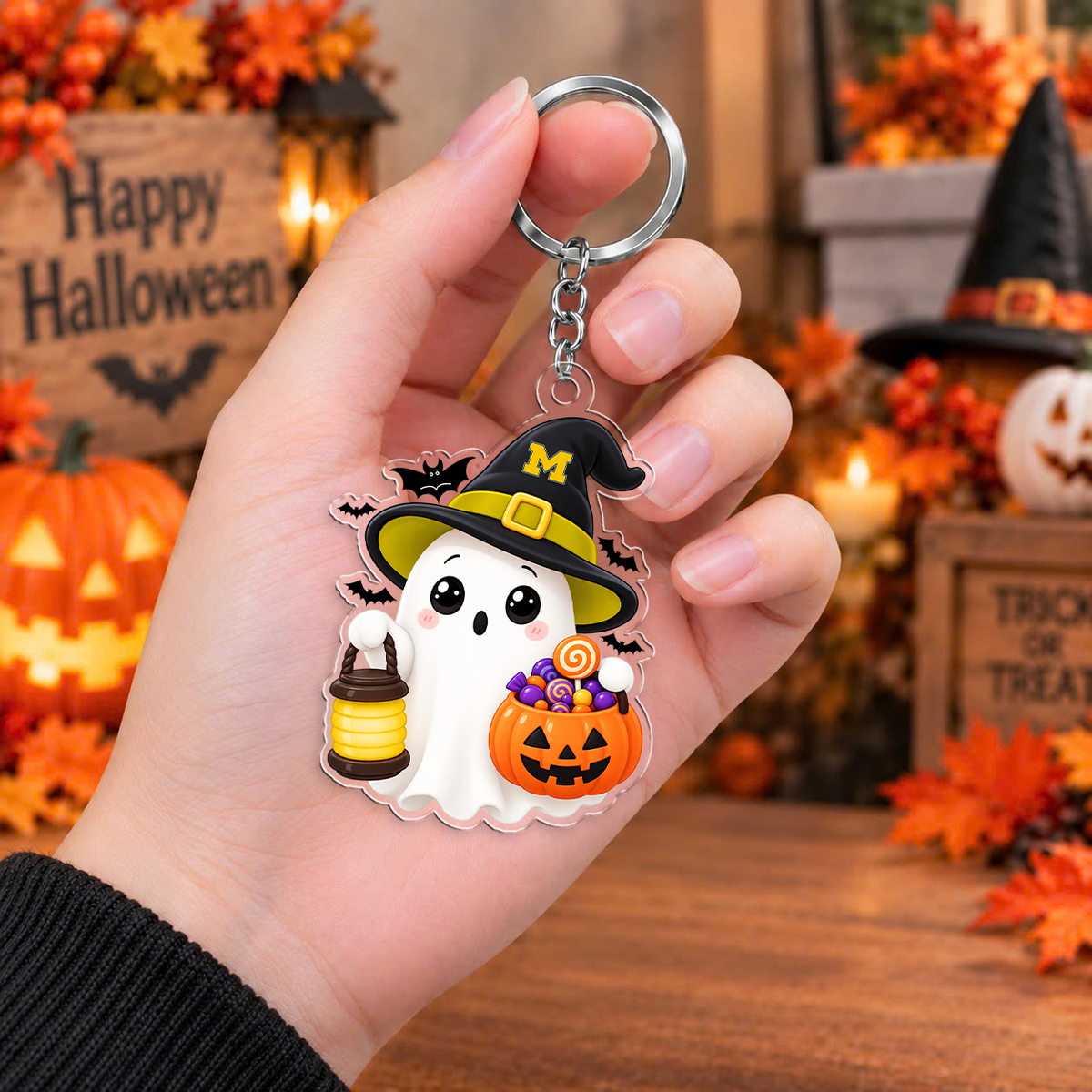FLASH SALE - NEW CUSTOMIZED NCAA MAM02 MIW MICHIGAN WOLVERINES HALLOWEEN ACRYLIC ORNAMENT
