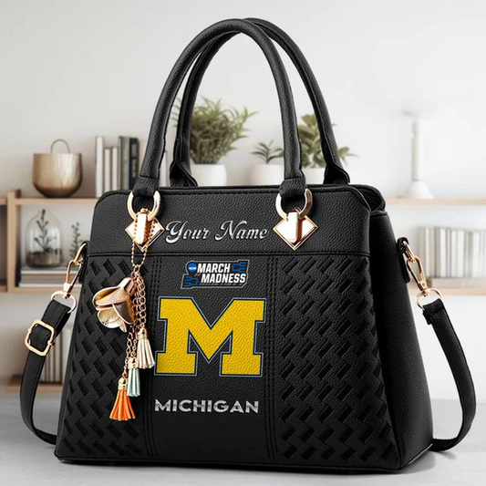 VIRAL EDITON - NEW CUSTOMIZED NCAA MAM02 MIW MI WOLVERINES ZIP HANDBAG MULTICOLOR