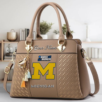 VIRAL EDITON - NEW CUSTOMIZED NCAA MAM02 MIW MI WOLVERINES ZIP HANDBAG MULTICOLOR