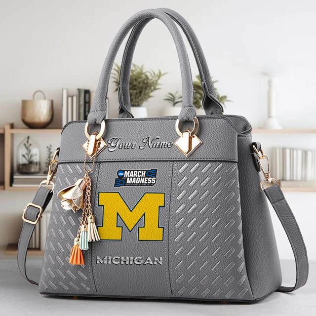 VIRAL EDITON - NEW CUSTOMIZED NCAA MAM02 MIW MI WOLVERINES ZIP HANDBAG MULTICOLOR