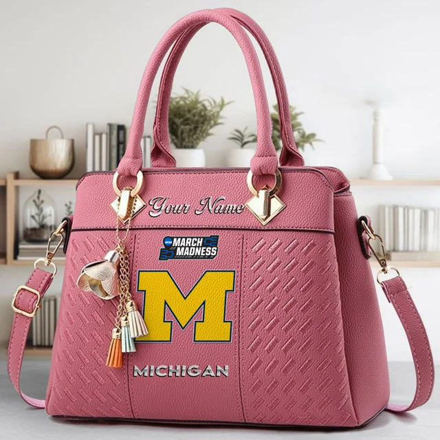 VIRAL EDITON - NEW CUSTOMIZED NCAA MAM02 MIW MI WOLVERINES ZIP HANDBAG MULTICOLOR