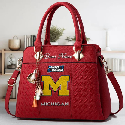 VIRAL EDITON - NEW CUSTOMIZED NCAA MAM02 MIW MI WOLVERINES ZIP HANDBAG MULTICOLOR