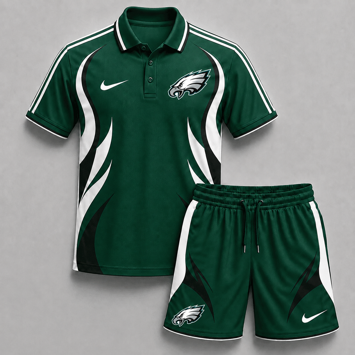 EXCLUSIVE EDITION - NEW CUSTOMIZED | NFL02 PPE PHILADELPHIA EAGLES POLO SHIRT & SHORT PANTS SET