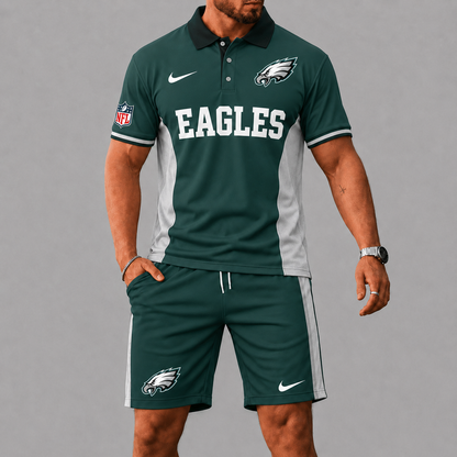 SPECIAL EDITION - NEW CUSTOMIZED | NFL02 PPE PHILADELPHIA EAGLES POLO SHIRT & SHORT PANTS SET