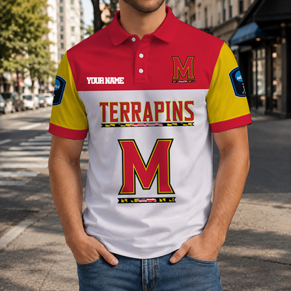 VIRAL EDITION - NEW CUSTOMIZED NCAA CFH02 MLT MARYLAND TERRAPINS POLO SHIRT, ZIP POLO SHIRT & T-SHIRTS