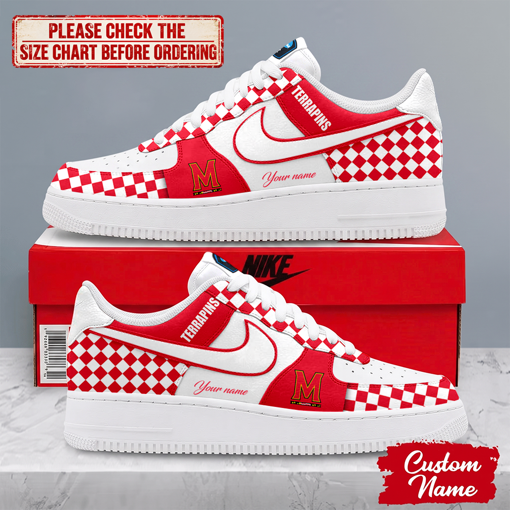 SPECIAL EDITION - NEW CUSTOMIZED NCAA CFH02 MLT MARYLAND TERRAPINS AF1 SHOES