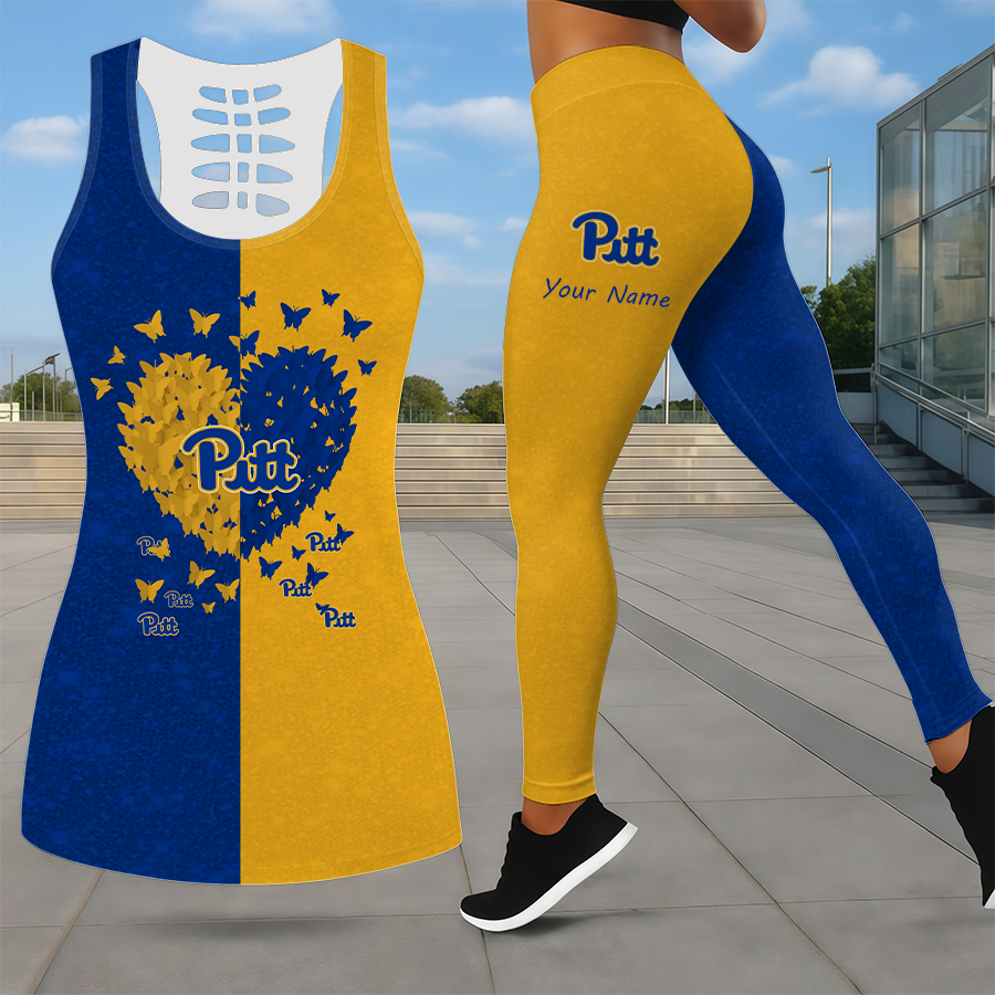 LIMITED EDITION - NEW CUSTOMIZED NCAA FBS02 PIP PITTSBURGH PANTHERS LEGGINGS & HOLLOW TANK TOP SET