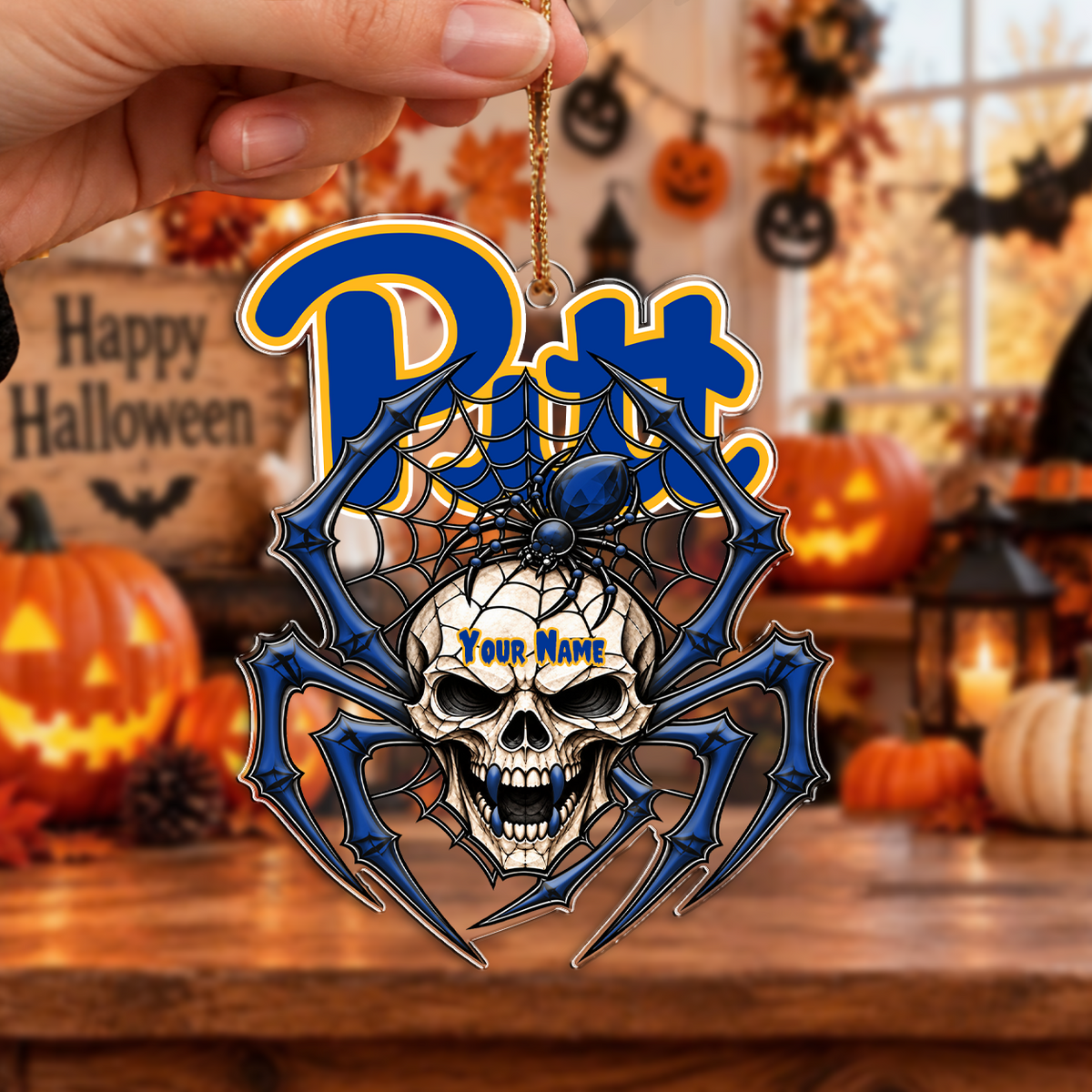 FINAL SALE - NEW CUSTOMIZED NCAA FBS02 PIP PITTSBURGH PANTHERS HALLOWEEN ACRYLIC ORNAMENT