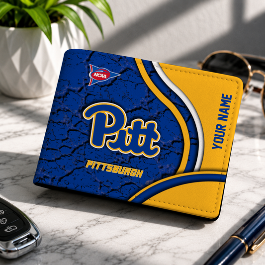 MEGA SALE - NEW CUSTOMIZED NCAA FBS02 PIP PITTSBURGH PANTHERS LEATHER WALLET