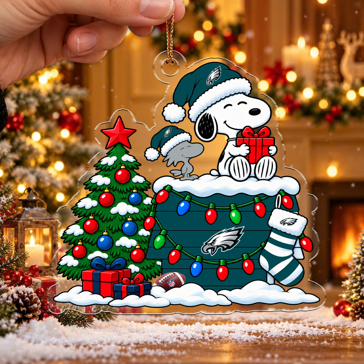 HOT DEAL - NEW CUSTOMIZED NFL02 PPE PHILADELPHIA EAGLES CHRISTMAS ACRYLIC ORNAMENT
