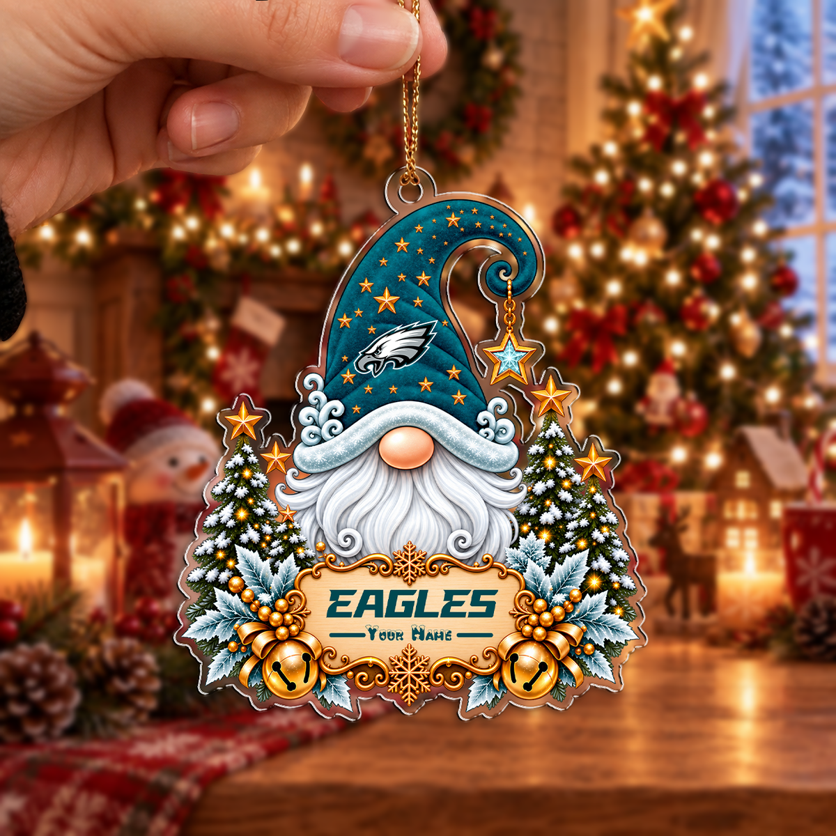 LIMITED EDITION - NEW CUSTOMIZED NFL02 PPE PHILADELPHIA EAGLES CHRISTMAS ACRYLIC ORNAMENT