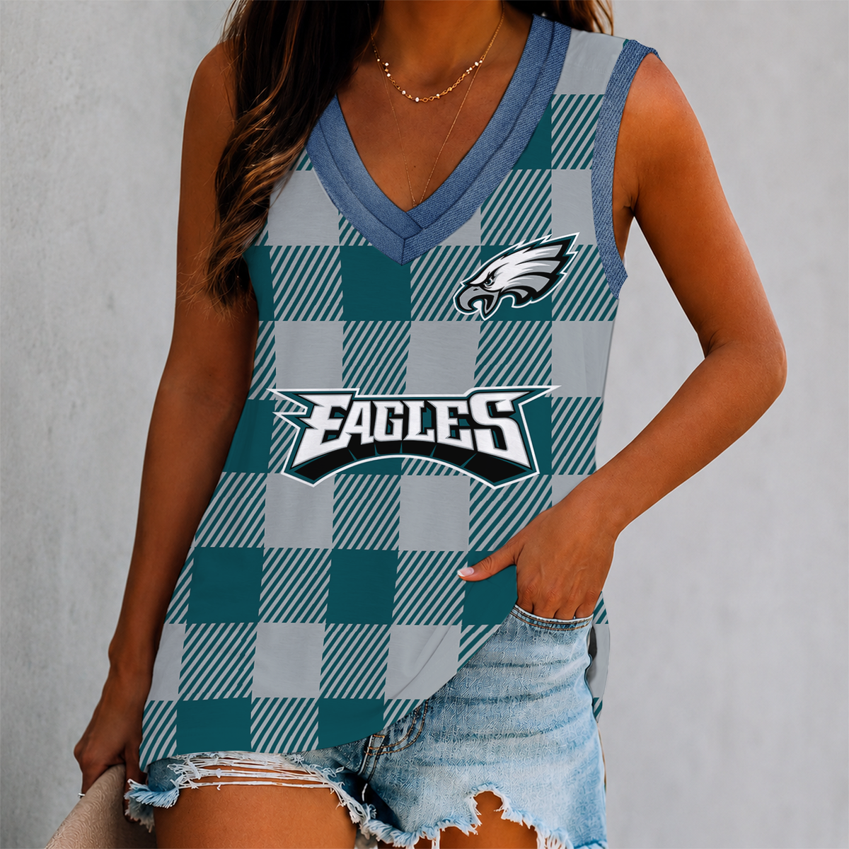 LIMITED EDITION - NEW CUSTOMIZED NFL02 PPE PHILADELPHIA EAGLES WOMEN'S V-NECK TANK TOP