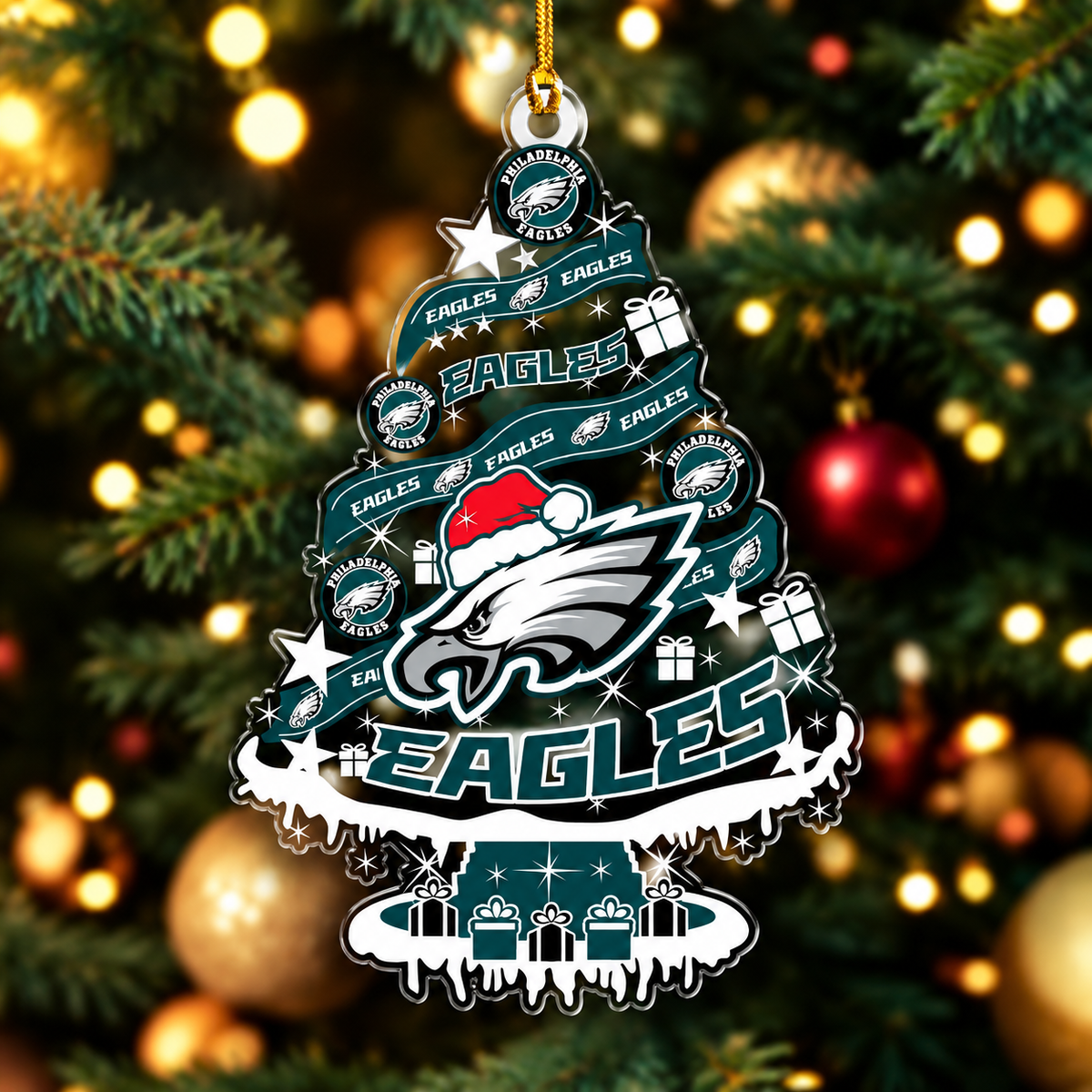 SPECIAL EDITION - NEW CUSTOMIZED NFL02 PPE PHILADELPHIA EAGLES CHRISTMAS ACRYLIC ORNAMENT