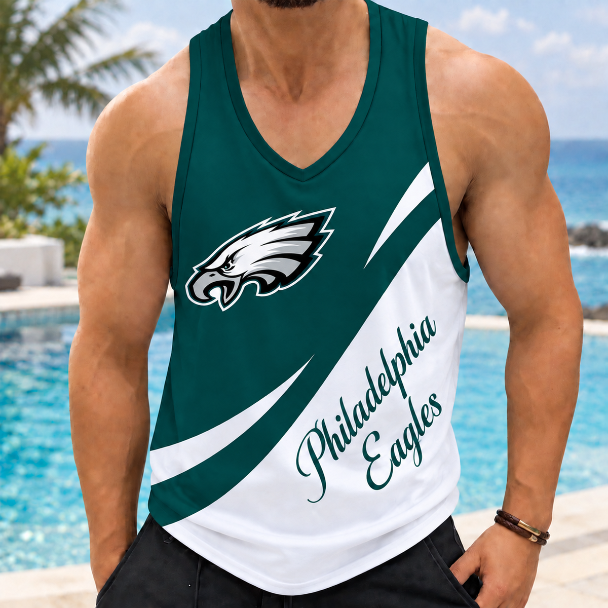 ELITE EDITION - NEW CUSTOMIZED NFL02 PPE PHILADELPHIA EAGLES MEN'S TANK TOP