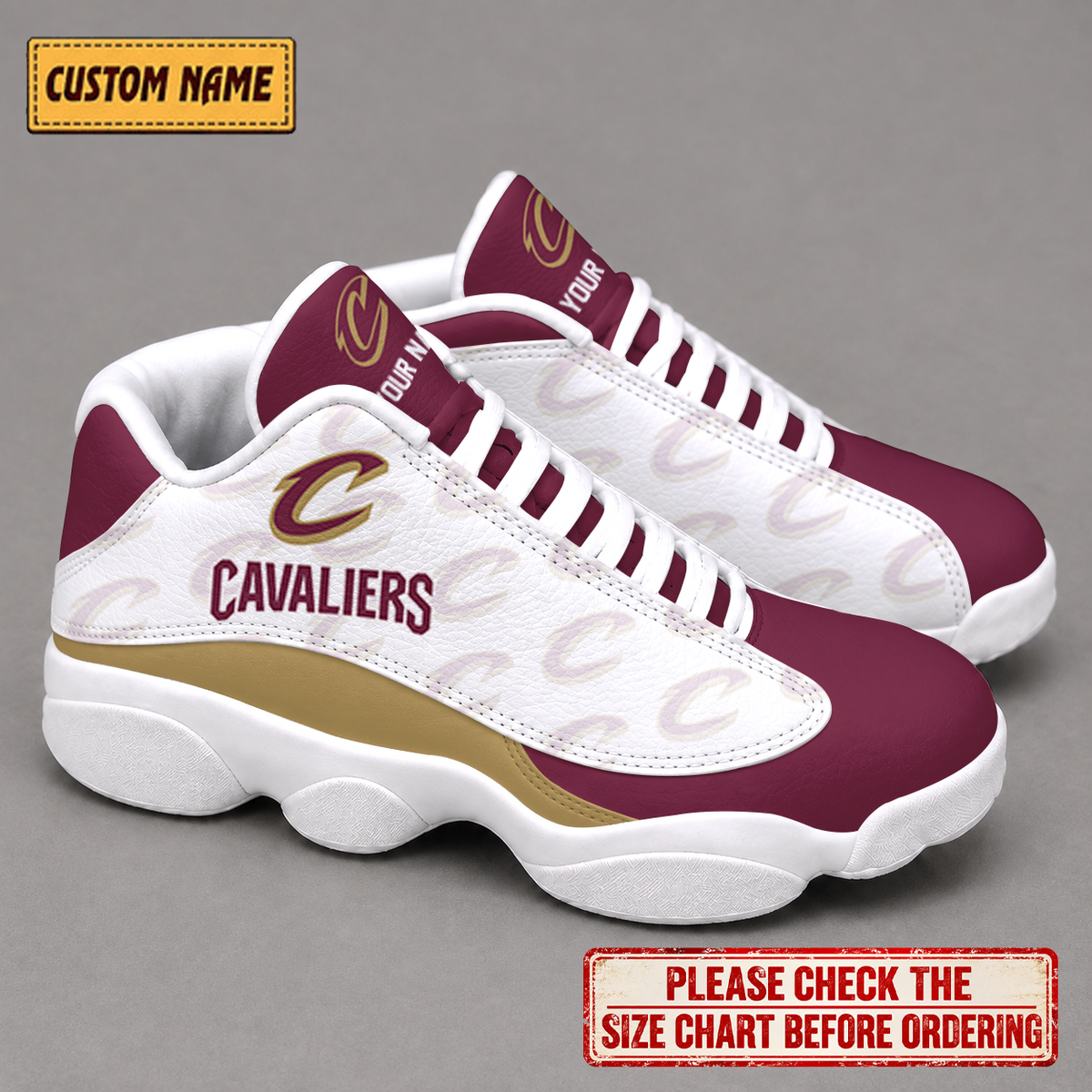 SPECIAL EDITION - NEW CUSTOMIZED NBA02 CCA CLEVELAND CAVALIERS AIR JORDAN 13 LOW TOP SNEAKER