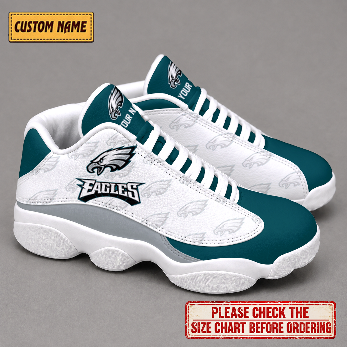 LIMITED EDITION - NEW CUSTOMIZED NFL02 PPE PHILADELPHIA EAGLES AIR JORDAN 13 LOW TOP SNEAKER