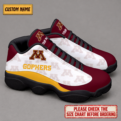 LIMITED EDITION - NEW CUSTOMIZED NCAA MFF02 MGG MINNESOTA GOLDEN GOPHERS AIR JORDAN 13 LOW TOP SNEAKER